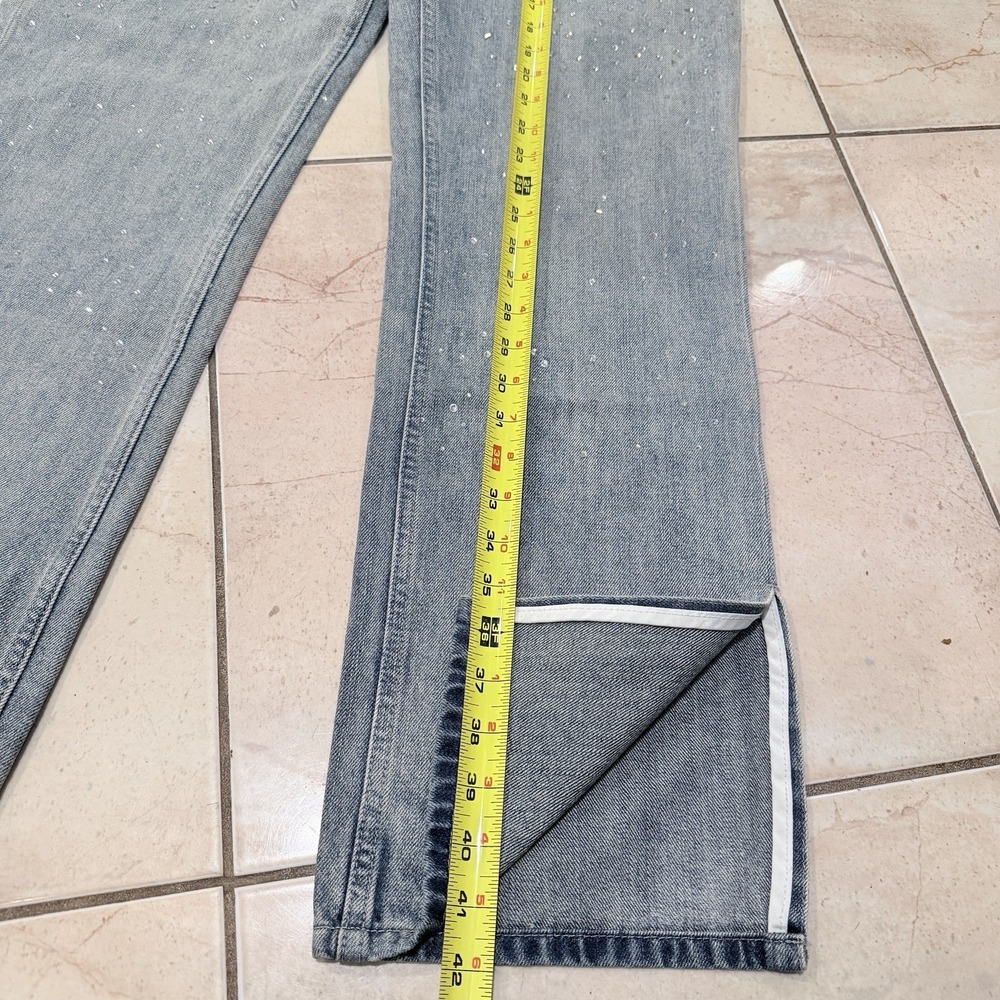 Alexander Wang Crystal Rhinestone Embellished Straight Jeans S 28 Gray Blue Y2K - Picture 11 of 16